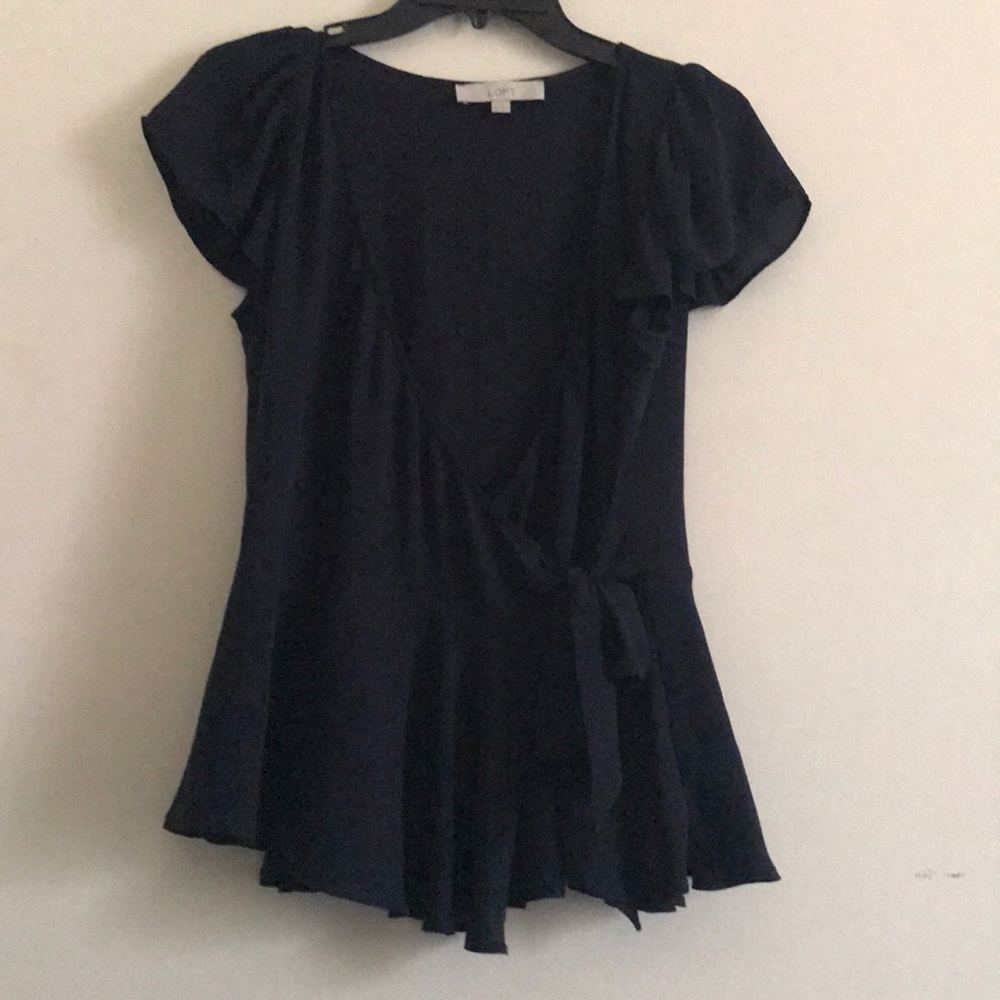Navy Blue tie blouse